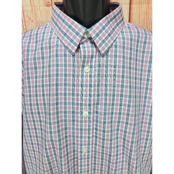 Untuckit Mens X-Large Wrinkle-Free Checkered Button-Down Shirt - Picture 3 of 8